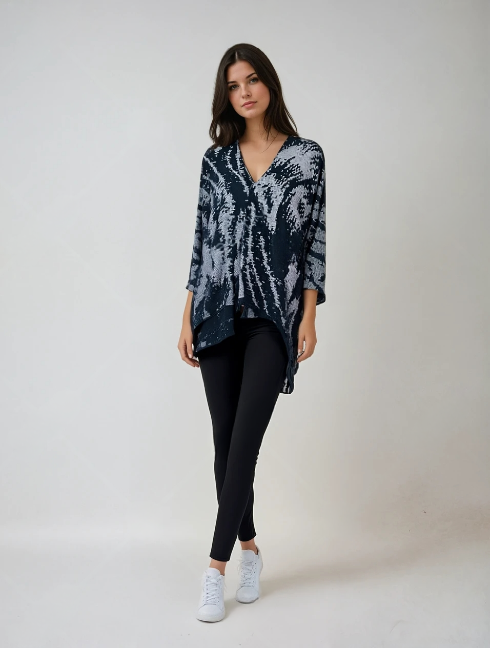 Ladies Shawl M&S Per Una Autumn/Spring/Wntr. One Size Navy Mix + Tassels V  Back